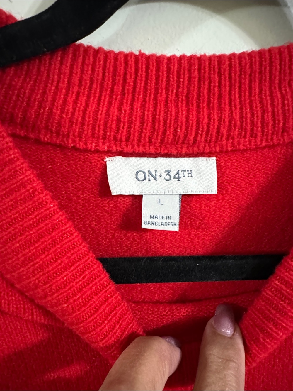 Red Crewneck Sweater with Fuzzy - Picture 2 of 5